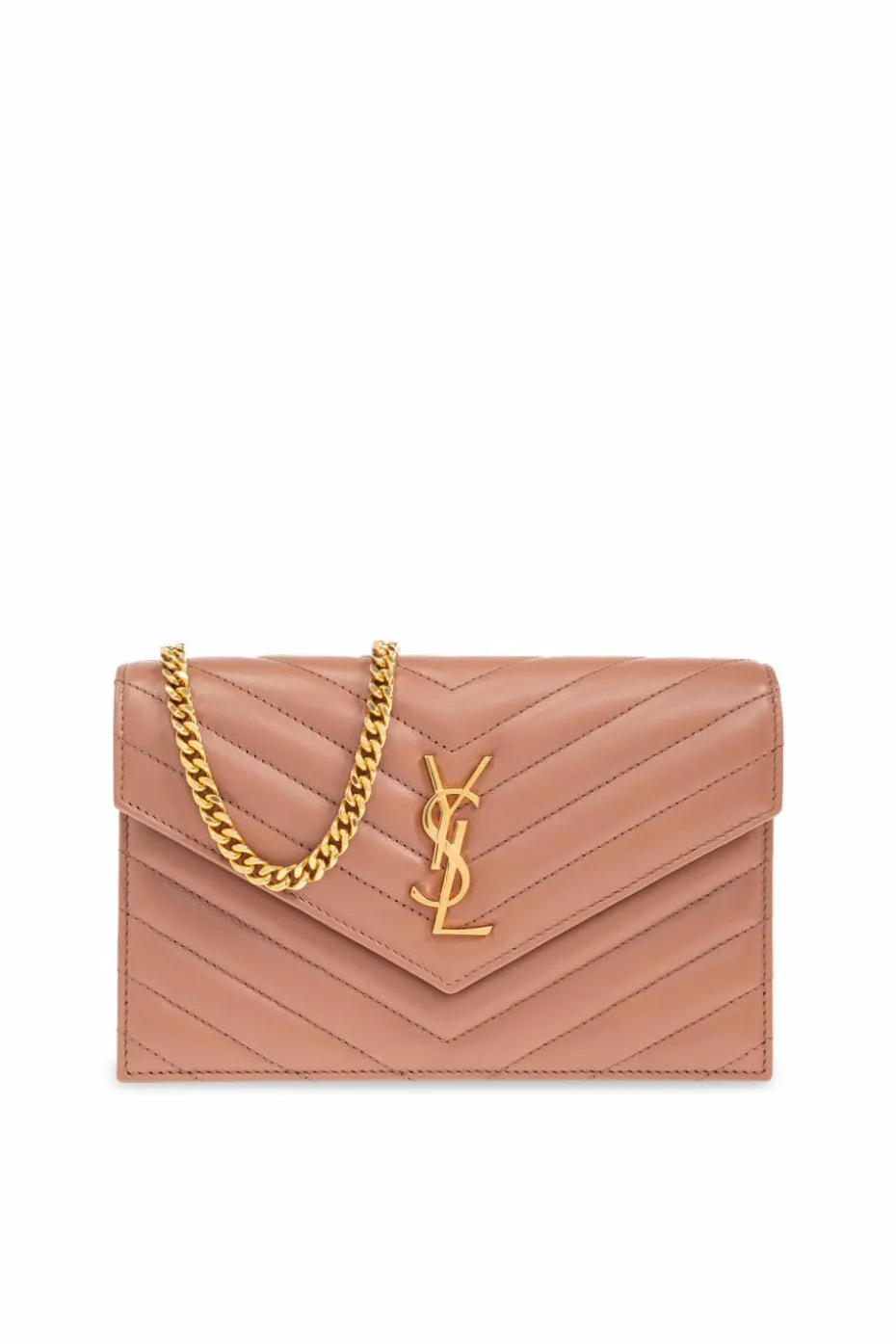 Saint Laurent RÓŻOWY Portfel `Cassandre` na łańcuchu