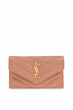 Saint Laurent RÓŻOWY Skórzany portfel