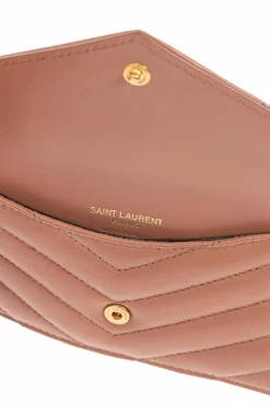 Saint Laurent RÓŻOWY Skórzany portfel