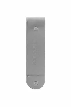 Saint Laurent SREBRNY Klips na banknoty z wytłoczonym logo