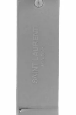Saint Laurent SREBRNY Klips na banknoty z wytłoczonym logo