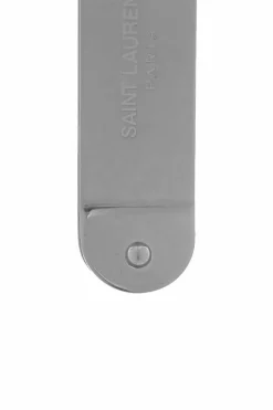 Saint Laurent SREBRNY Klips na banknoty z wytłoczonym logo