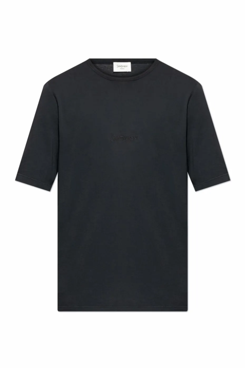 Saint Laurent SZARY Bawełniany t-shirt z wyszytym logo