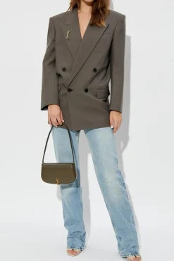 Saint Laurent SZARY Dwurzędowa marynarka