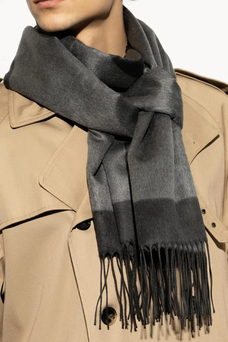 Saint Laurent SZARY Jedwabny szal