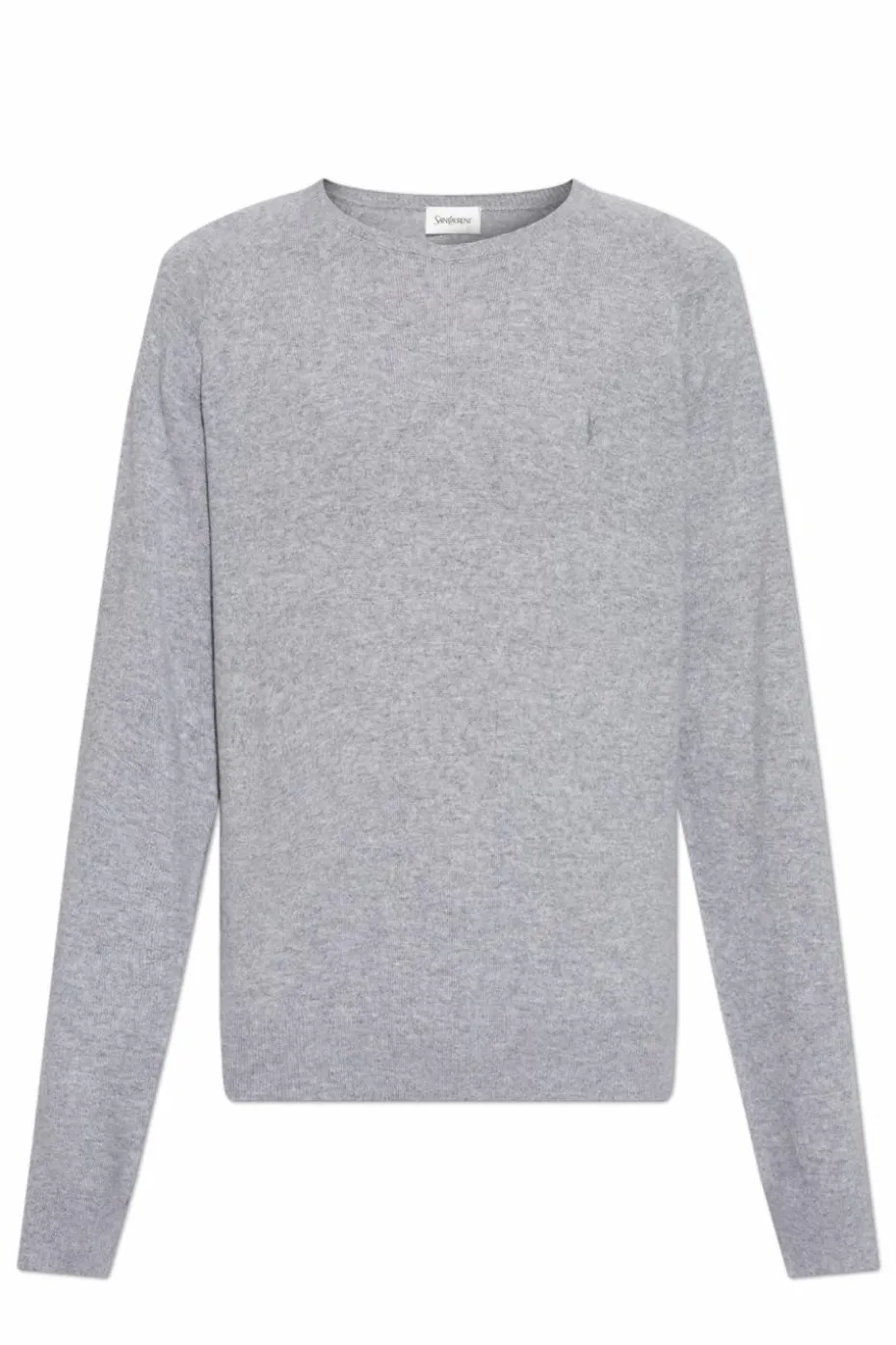 Saint Laurent SZARY Kaszmirowy sweter z okrągłym dekoltem