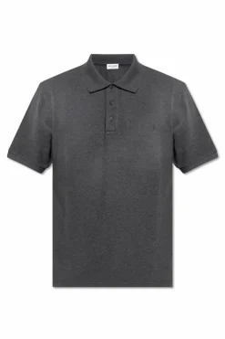 Saint Laurent SZARY Polo z logo