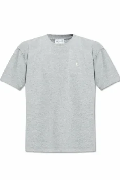 Saint Laurent SZARY T-shirt z logo