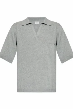 Saint Laurent SZARY Wełniane polo z kieszenią