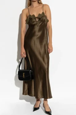 Saint Laurent ZIELONY Jedwabna sukienka