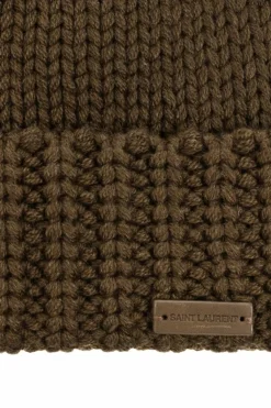Saint Laurent ZIELONY Kaszmirowa czapka