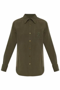 Saint Laurent ZIELONY Koszula z logo
