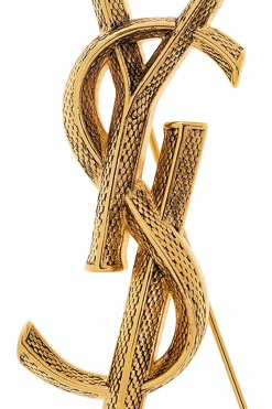 Saint Laurent ZŁOTY Broszka w kształcie logo