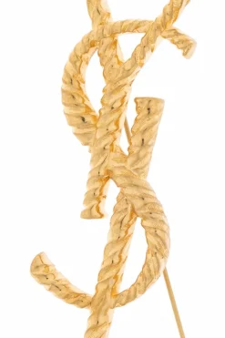 Saint Laurent ZŁOTY Broszka w kształcie logo