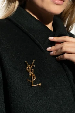 Saint Laurent ZŁOTY Broszka z logo