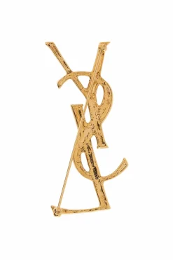 Saint Laurent ZŁOTY Broszka z logo