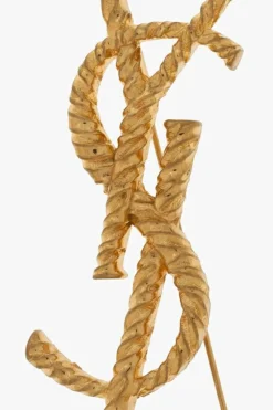 Saint Laurent ZŁOTY Broszka w kształcie logo