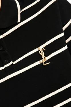 Saint Laurent ZŁOTY Mosiężna broszka