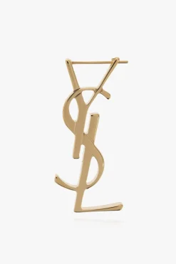Saint Laurent ZŁOTY Pojedynczy kolczyk z logo
