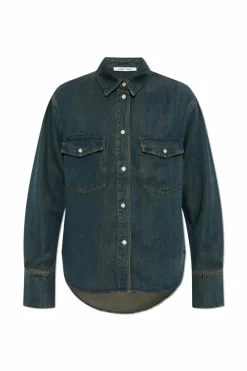 Samsøe Samsøe GRANATOWY Jeansowa koszula `Sabex`