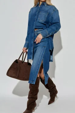 Sportmax GRANATOWY Jeansowa spódnica `Biblios`