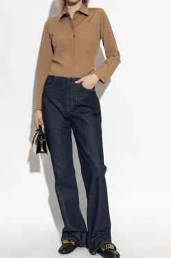 Sportmax GRANATOWY Jeansy z logo