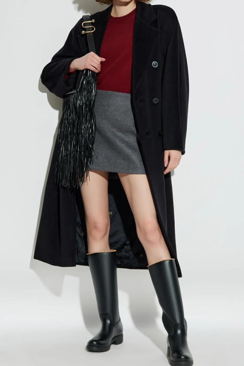 Sportmax SZARY Wełniana spódnica ‘Poggio’