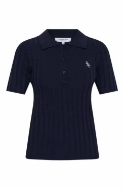 Sporty & Rich GRANATOWY Polo z kolekcji `Riviera`