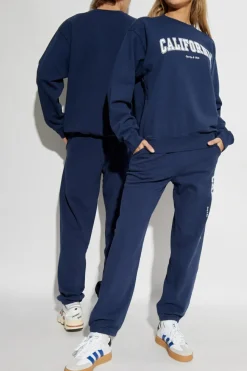 Sporty & Rich GRANATOWY Spodnie dresowe z kolekcji `Wall Street`