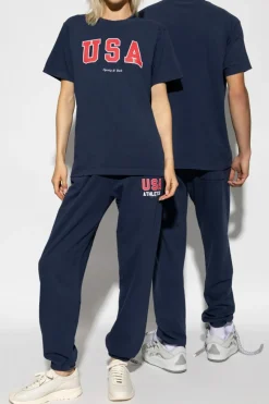 Sporty & Rich GRANATOWY Spodnie dresowe z logo
