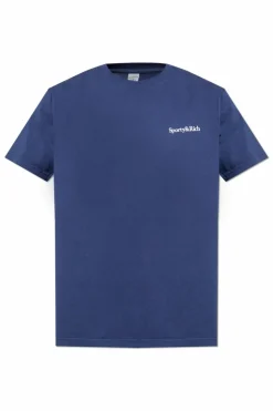 Sporty & Rich GRANATOWY T-shirt z nadrukiem