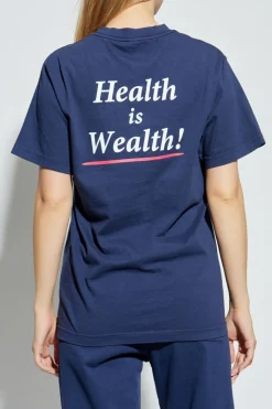 Sporty & Rich GRANATOWY T-shirt z nadrukiem