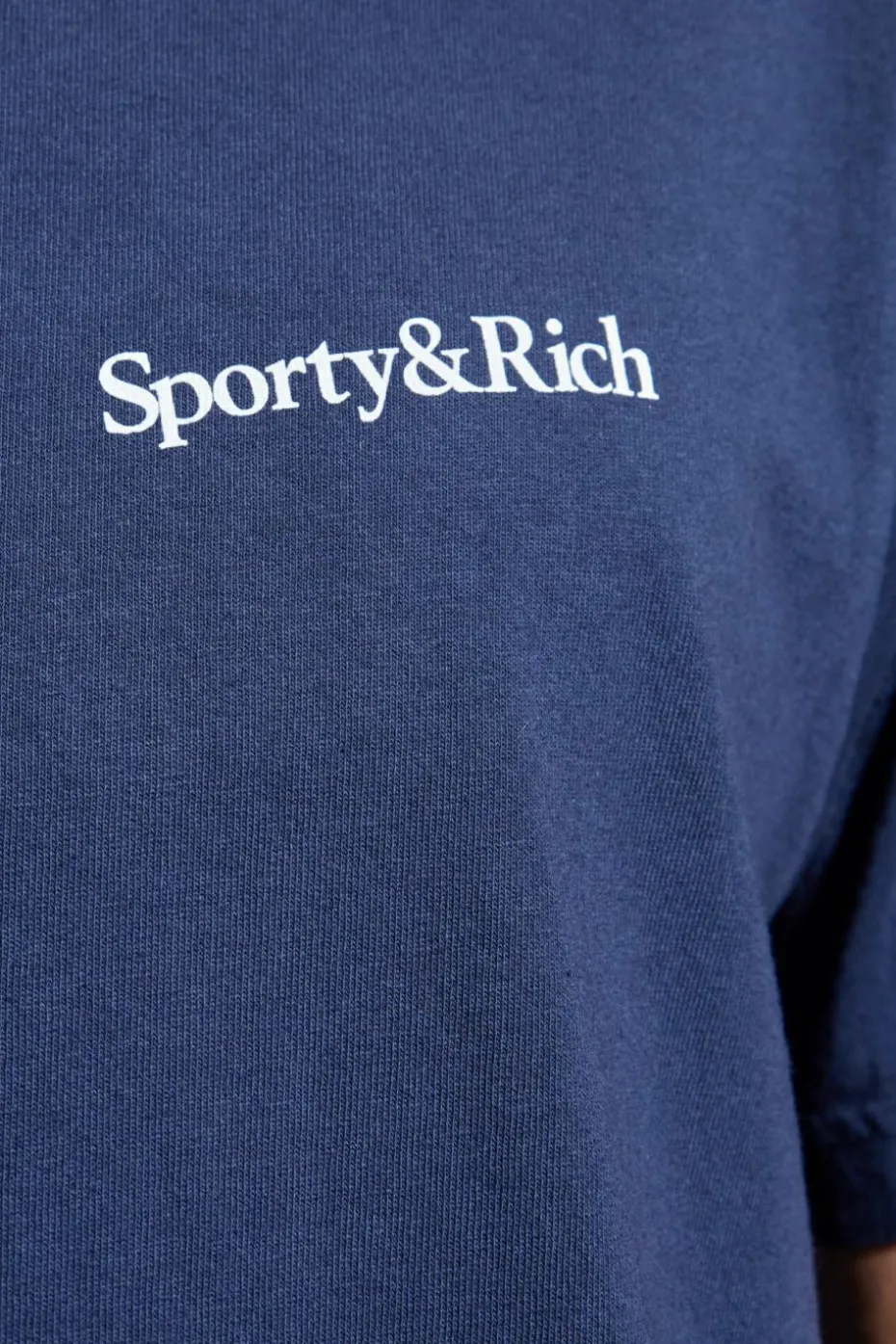 Sporty & Rich GRANATOWY T-shirt z nadrukiem