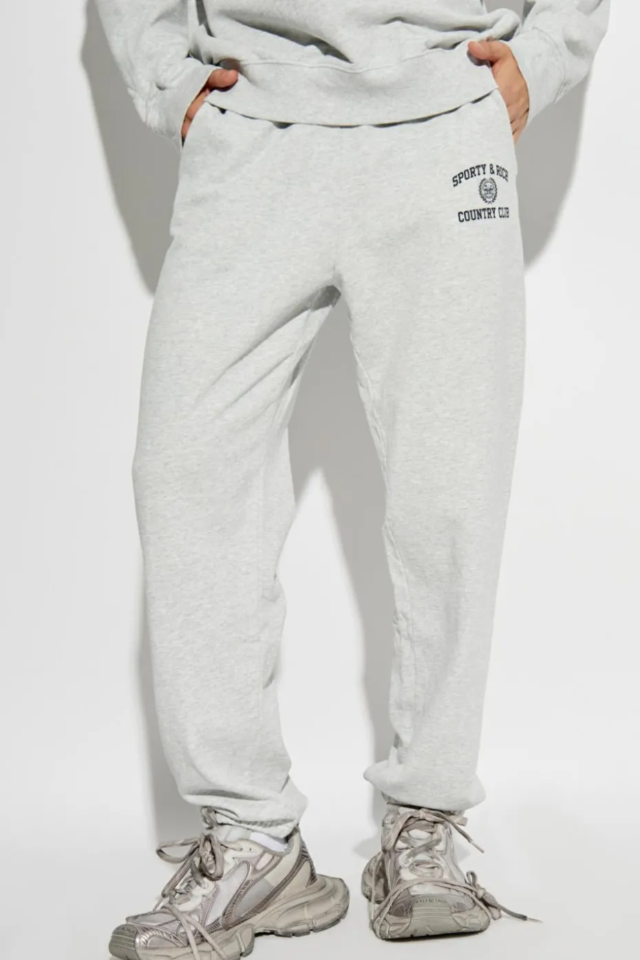 Sporty & Rich SZARY Spodnie dresowe z kolekcji `Wall Street`