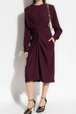 Stella McCartney BORDO Sukienka z drapowaniem w talii