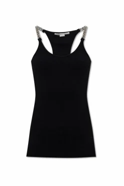 Stella McCartney CZARNY Top z łańcuchem na ramiączkach