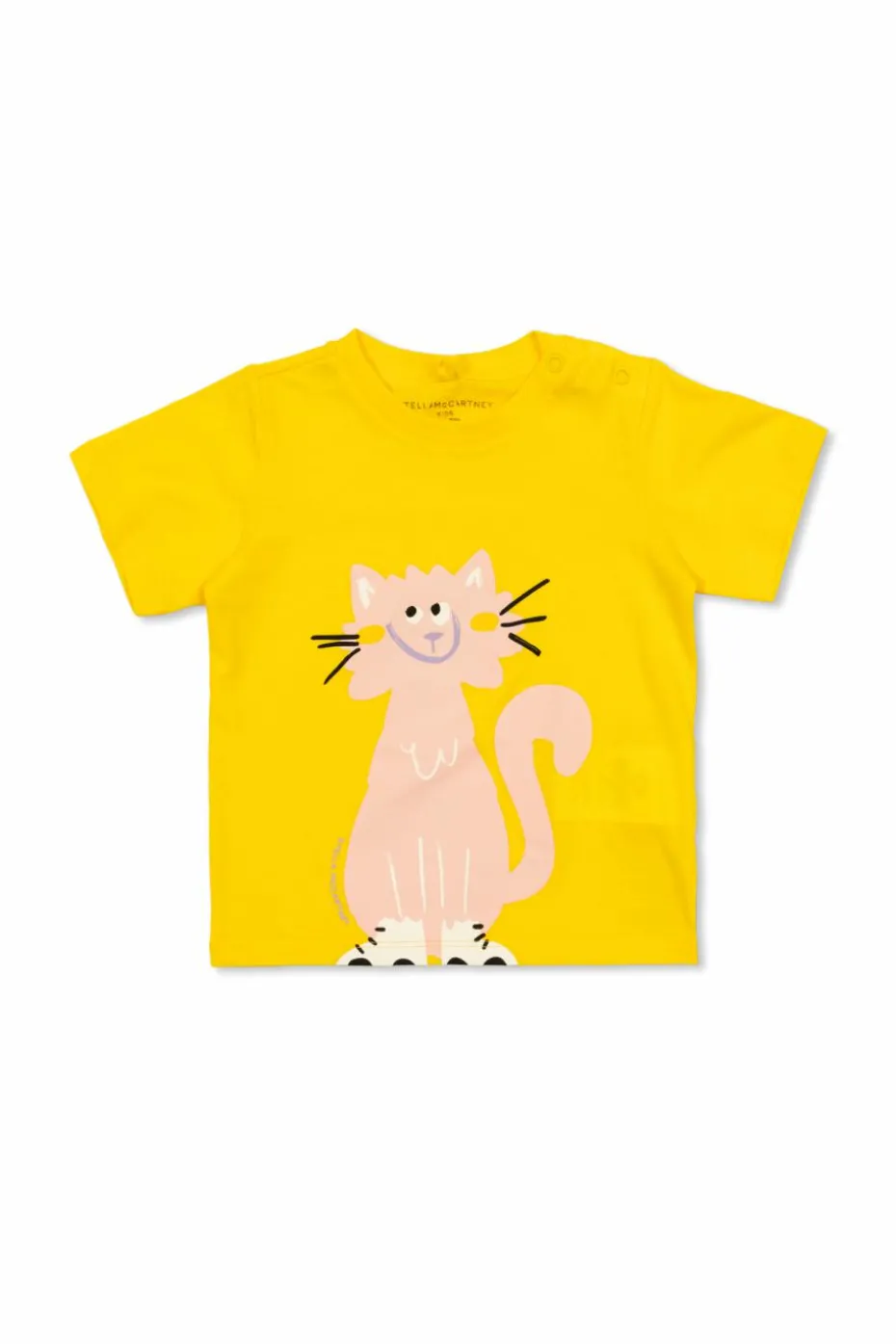 Stella McCartney Kids ŻÓŁTY T-shirt z motywem kota