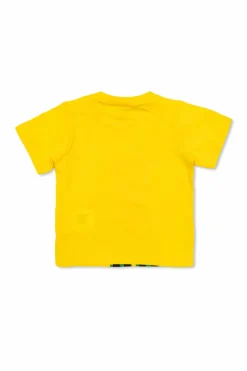 Stella McCartney Kids ŻÓŁTY T-shirt z motywem kota