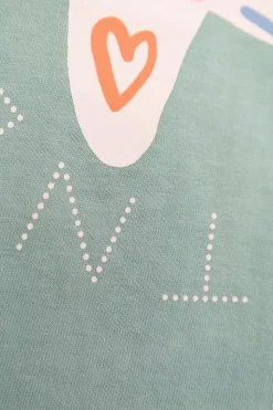 Stella McCartney Kids ZIELONY T-shirt z kolorowym nadrukiem