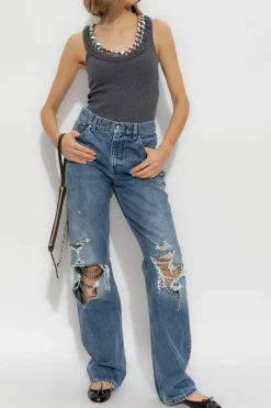 Stella McCartney NIEBIESKI Jeansy z efektem `vintage`