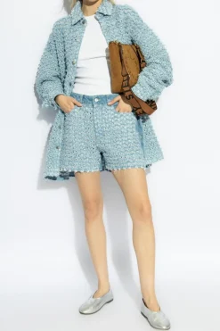 Stella McCartney NIEBIESKI Jeansowa szorty z wysokim stanem