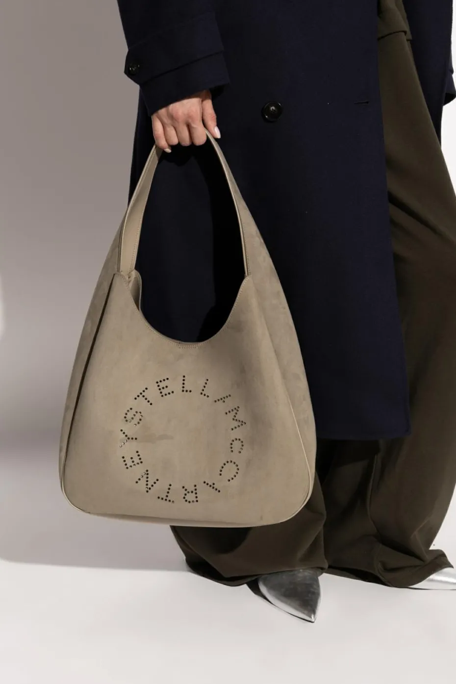 Stella McCartney SZARY Torba na ramię `Logo Large`