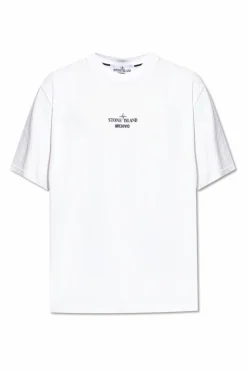Stone Island BIAŁY T-shirt z logo