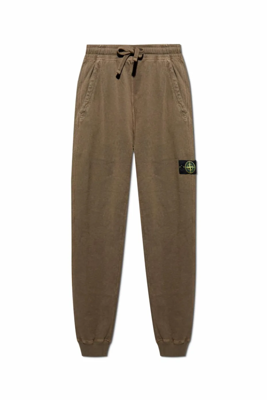Stone Island BRĄZOWY Spodnie dresowe z odpinaną naszywką