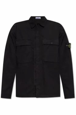 Stone Island CZARNY Bawełniana koszula z kieszeniami