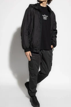 Stone Island CZARNY Kurtka z kapturem `Garment`