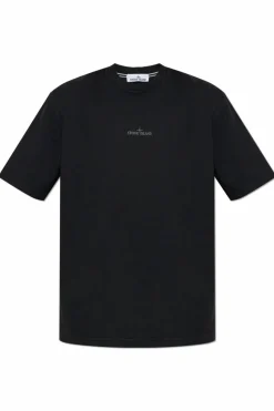 Stone Island CZARNY T-shirt z logo