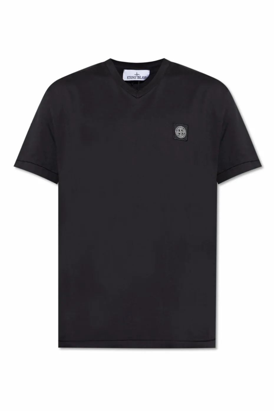 Stone Island CZARNY T-shirt z dekoltem w serek