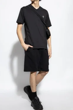 Stone Island CZARNY T-shirt z dekoltem w serek
