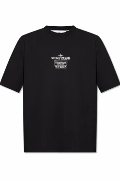 Stone Island CZARNY T-shirt z logo